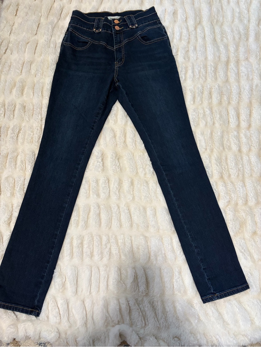 High-Rise Skinny Jeans in Dark Blue Denim